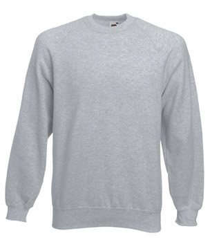 FELPA RAGLAN CLASSIC ( FRUIT OF THE LOOM ) grigio melange